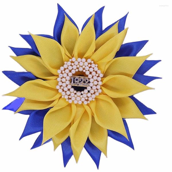 Broches Azul Amarelo Irmandade Pérola Strass 1922 Pin Lady Grego Sigma Gamma Rho Corsage Jóias