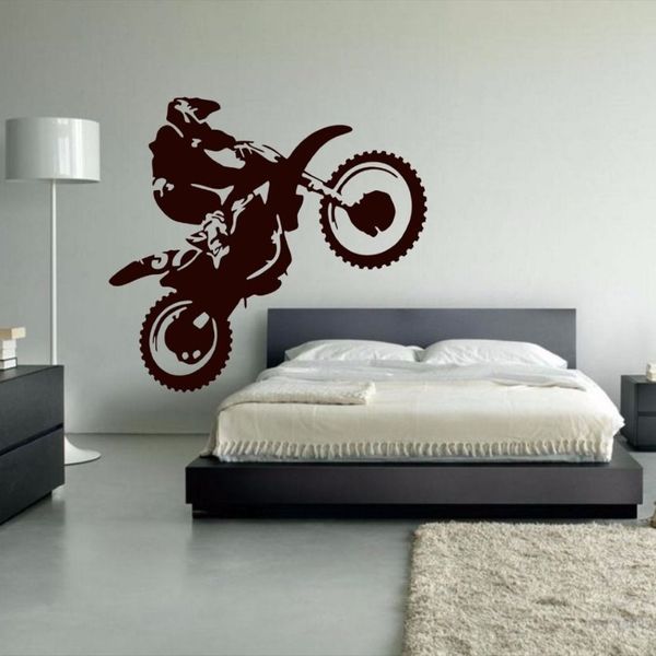 Adesivo de parede de vinil para motocross, decalque de parede para motocicleta, decalque para casa, sala de estar, quarto, decoração, dirt bike235v