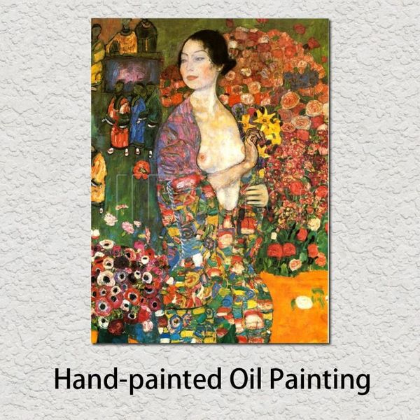 Porträtkunst Frau Die Tänzerin Gustav Klimt Ölgemälde Reproduktion Modernes Bild Hochwertig handgemalt für neues Zuhause Geschenk 258Y