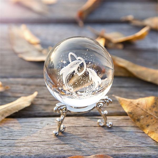 3D Delfino Sfera di cristallo Artigianato Regali Figurina 60mm Inciso al laser Modello di sfera di focena per bambini Compleanno Natale353B