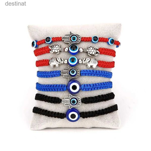 Frisado turco sorte mau olho pulseiras para mulheres artesanal trançado corda sorte jóias vermelho preto azul corda pulseira amizade jóias l24213