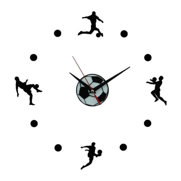 CNIM Clocks260W Wandaufkleber, stummgeschaltete Uhr, DIY Fußball, Acrylspiegel, Wandtattoo für Heimdekoration