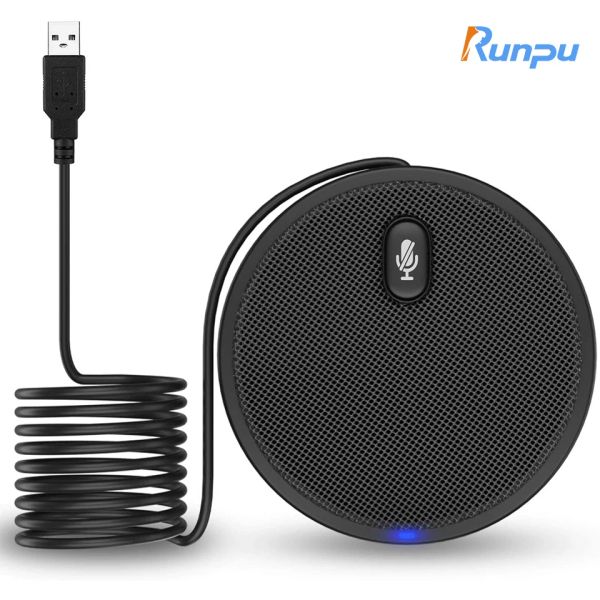 Microfones Runpu USB Microfone condensador omnidirecional para reuniões, conferências de negócios, computador, laptop, PC, bate-papo por voz, jogos de vídeo ao vivo