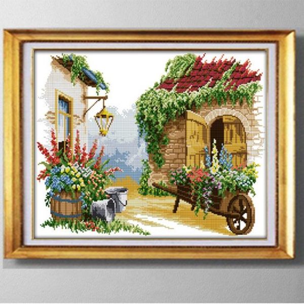 Piccolo galleggiante stile western ricamo fatto a mano ricamo punto croce kit modello stampato su tessuto DMC 11CT 14CT Home Decor229S