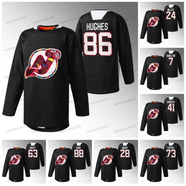 86 Jack Hughes 2024 História Negra Personalizado Homens Mulheres Jovens Nova Jersey''Devils''Jerseys Hughes Hischier DevilsErik Haula Timo Meier Michael McLeod Dawson Mercer Nathan