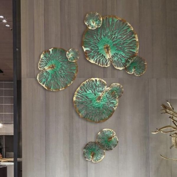 Eisen Kunst Lotus Blatt Metall Dekorative Platten Dekoration Kreative Hause Sofa Hintergrund Wand Innen Weiche platte317k