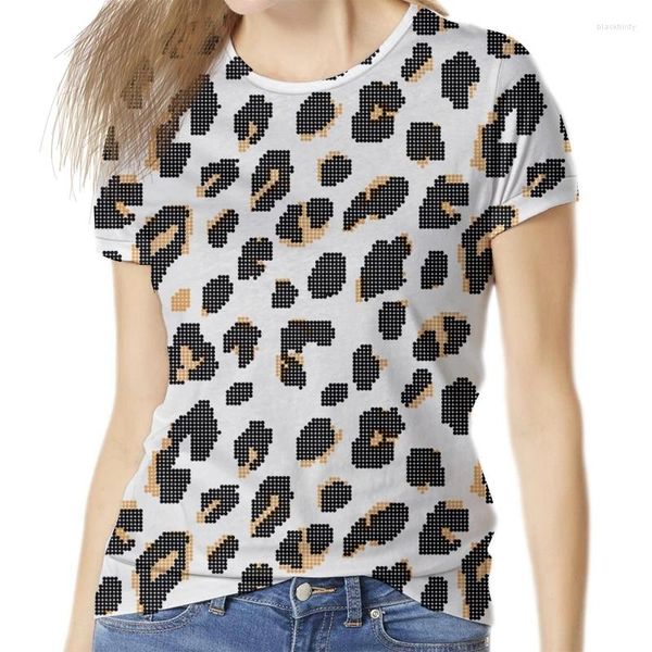 T-shirt da donna T-shirt da donna Harajuku Stampa leopardata Ragazze Mujer Girocollo Abbigliamento Magliette Divertimento O-Collo Manica corta Camicette estive Donna