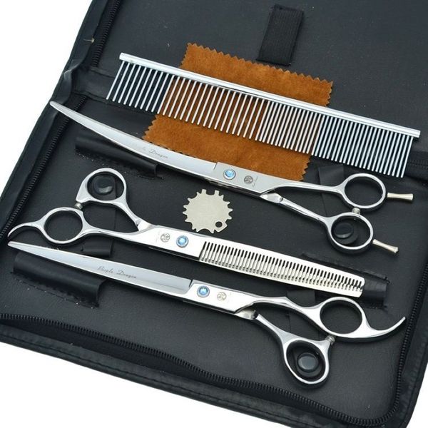 8 0 Zoll Lila Drache Hundesalon Schere Set JP440C Professionelle Hundeschere Haarschneiden Gerade Gebogen Effilierschere 326C