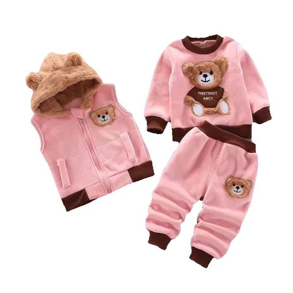 Bambini autunno inverno in lana invernale set tops cotone+gilet+pantaloni 3pcs abito sportivo per bambini per abiti per bambini 201127 n5go# gg