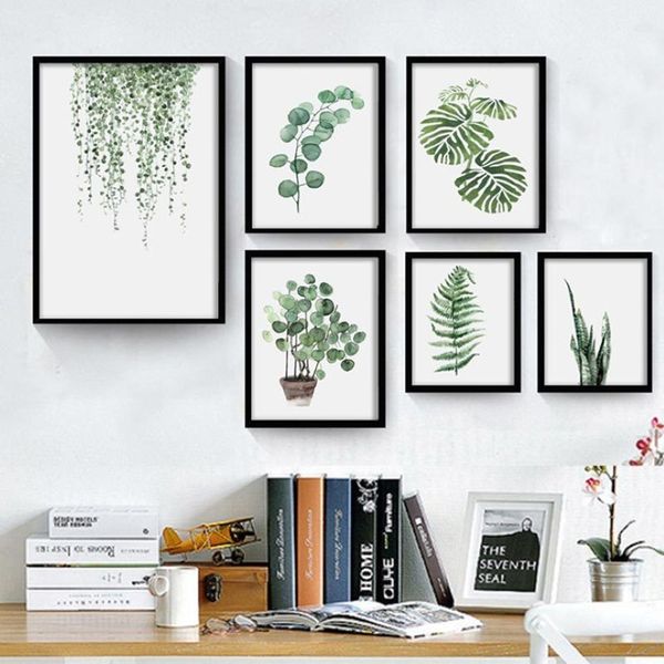 Yeşil bitki dijital resim modern dekore edilmiş resim çerçeveli resim moda sanatı boyalı el kanepe duvar dekorasyon çizim VT1496-12789