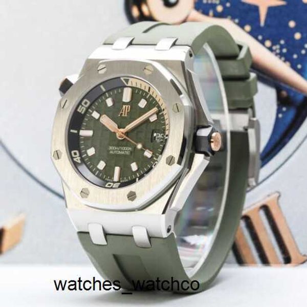 Relógio de pulso de designer AP Watch 15720 Royal Oak Offshore Série 42 Gauge mostrador verde militar feito de aço de precisão relógio mecânico automático masculino