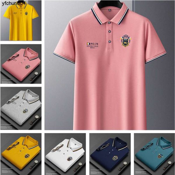 Tops Moda 100% Algodão Bordado Verão Lapela Casual Cor Sólida Marca de Luxo de Alta Qualidade Manga Curta Impressão Homens Polo Camisa Designer M-4XL 4MXS