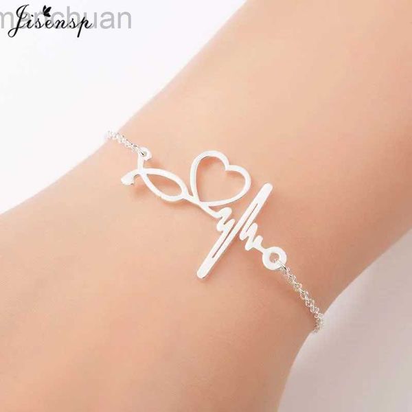 Bangle Jisensp Aço Inoxidável Heartbeat Cardiograma Pulseira Estetoscópio Mulheres Pulseiras Pulseiras Presentes Especiais para Enfermeira Doutor Jóias ldd240312