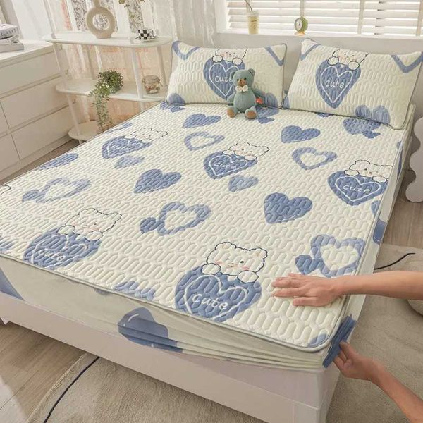 Outros suprimentos de cama Conjunto de lençol de látex grosso de verão Conjunto de lençol respirável confortável e capa elástica Cool Feel Bed Mat Frio