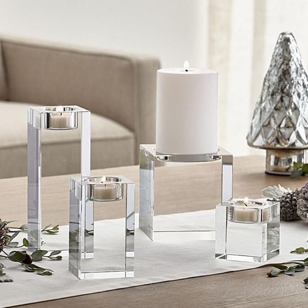 Abendessen für Valentinstag Teelicht Kerzenständer 7 Kristall Tag Tischgröße Halter Kerze Kleine Herzstück Licht Home Candle Bar D273e