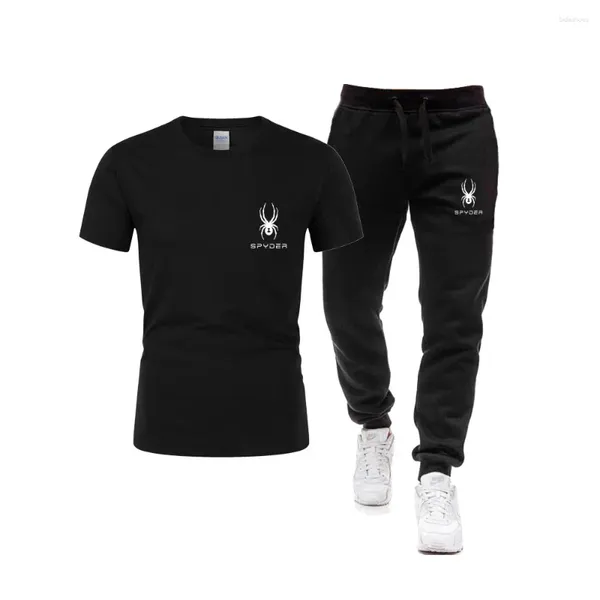 Männer Trainingsanzüge 2024 Männer Frühling und Sommer Marke Baumwolle Druck T-shirt Trainingsanzug 2 Stück Set Casual Kurzen Ärmeln Jogger