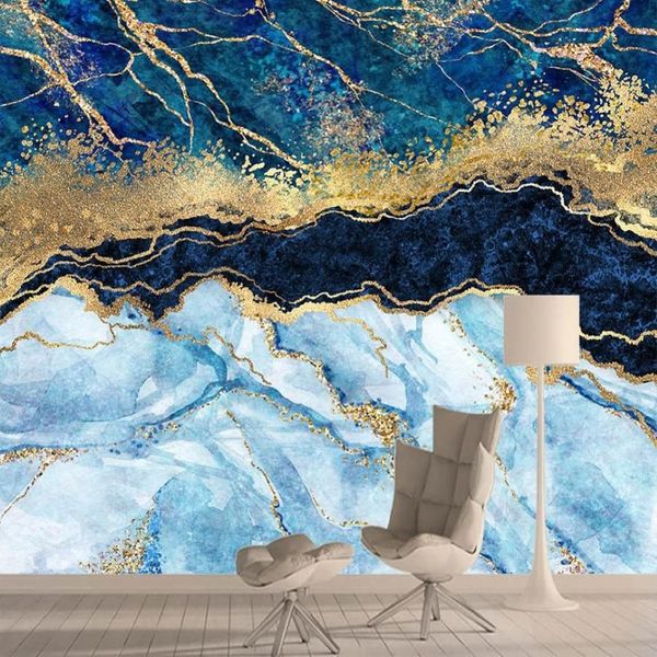 Papel de parede texturizado de mármore azul 3d, mural de paredes, decoração de casa, murais para sala de estar, contato rolls285g