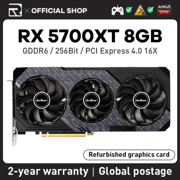 JIESHUO AMD RX 5700XT 8GB 2560sp Placa gráfica para jogos GDDR6 256BIT GPU rx5700xt 8g suporta PC desktop vídeo escritório 5700xt rx