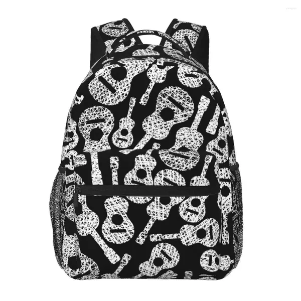 Backpack Männer Frau Klassische Akustikgitarren Musik Themen Schoolbag für weibliche männliche 2024 Fashion Bag Student Bookpack