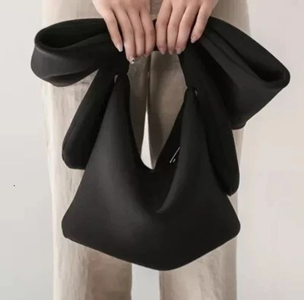 Borsa da donna in cotone spazio Borsa da sposa Pochette da cocktail Party Bowknot Stile coreano Nero Vintage Chic Cinturino moda BORSA 240305