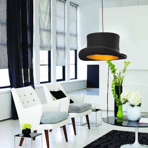 Lâmpadas pendentes 2024 S Modern Mooi Light Fabric Bowler Tall Hat Iluminação em ouro ou prata