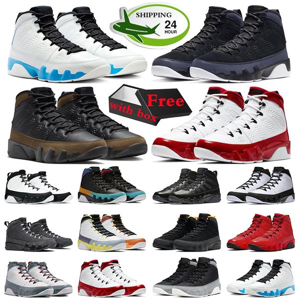 Free Box Jumpman 9 9s Basketballschuhe Sneakers für Herren Powder Blue Light Olive Fire Red Particle Grey Herren Trainer Sport