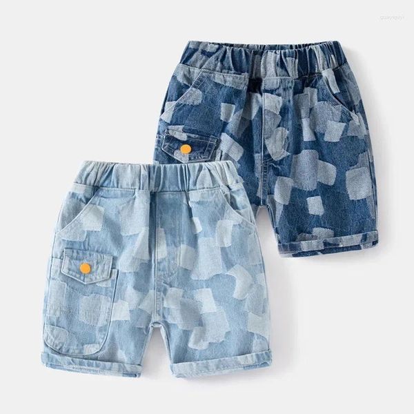 Hosen Kinder Sommer Mode Denim Kurze Hosen Baby Jungen Plaid Mittlere Kinder Casual Jeans Shorts Kleidung Für 2-6Y