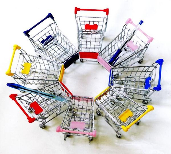 Artwares niedlicher Wagen Mobiltelefon Stift Fernbedienung Halter Blumenkoffer Supermarkt Büro Handcart Einkaufswagen Ju02207192670