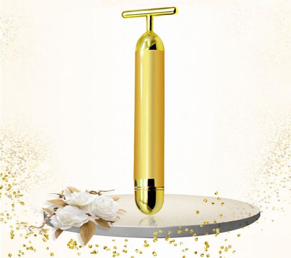 24k ouro vibração facial emagrecimento rosto barra de beleza pulso endurecimento rolo facial massageador elevador pele aperto rugas stick6477923