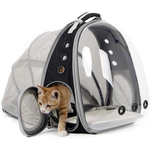 Mochila expansível para transportar gatos, cápsula espacial, bolha transparente, portátil, qet, para cães pequenos, caminhadas, mochila de viagem l193s