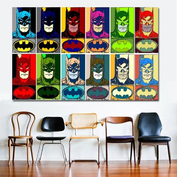 pop art supereroe cartone animato dipinto su tela per soggiorno camera dei bambini wall art stampe su tela poster senza cornice206J