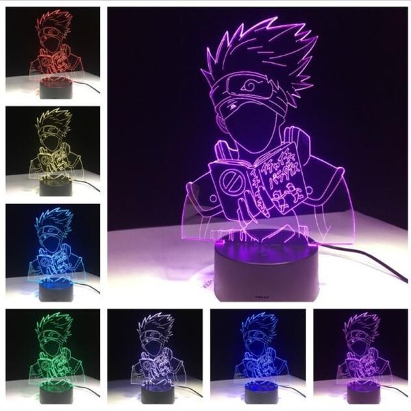 Anime naruto kakashi hatake figura crianças quarto decoração mesa café lâmpada de escritório luz da noite meninos criança crianças ação de graças festiva249u