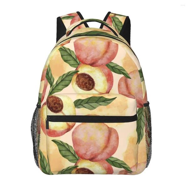 Rucksack Männer Frau Aquarell Pfirsich Druck Schultasche Für Weiblich Männlich 2024 Mode Tasche Student Bookpack