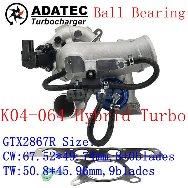 Atualização turbo para audi s1 s3 tt seat leon volkswagen golf v vi scirocco k04 turbocompressor rolamento de esferas gtx2867r tamanho 53049880064