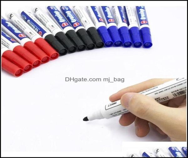 Marcadores escrevendo suprimentos escritório escola negócio industrial preto vermelho azul apagável canetas de quadro branco ponto 01inch caneta suave dh13264680535