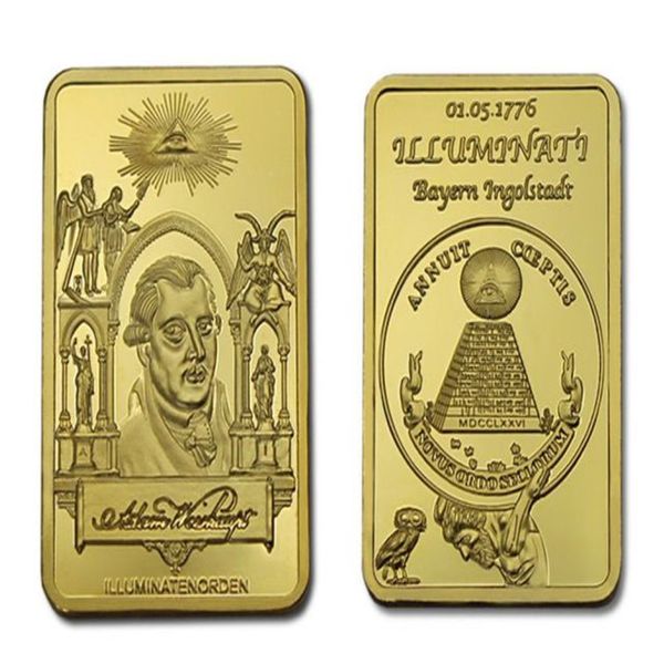 Símbolo de alvenaria maçônica, barra banhada a ouro 24K, moeda comemorativa, token raro, 1 onça MASONIC GOLD276S
