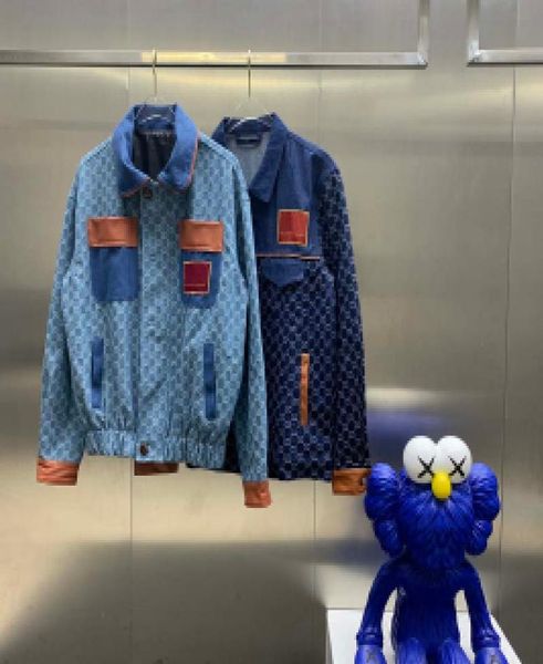 21SS Männer bedruckte T-Shirts Designer Paris Jeansjacke Doppelter Buchstabe Etikett Kleidung Kurzarm Herrenhemd Tag Buchstaben Blau 052389783