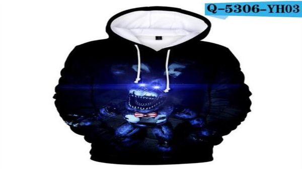 Nuovo fumetto 3D Five Nights At Freddys FNAF Felpa per ragazzi Ragazza Felpe con cappuccio Vestiti per bambini Costumi per bambini Bambini Manica lunga T Shir2735263