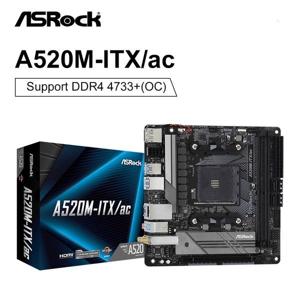 ASROCK Nuova Scheda Madre A520M-ITX/ac AMD A520 DDR4 AM4 64GB Supporto AMD Ryzen 5 5500 5600 5600G Processore CPU Wifi placa me