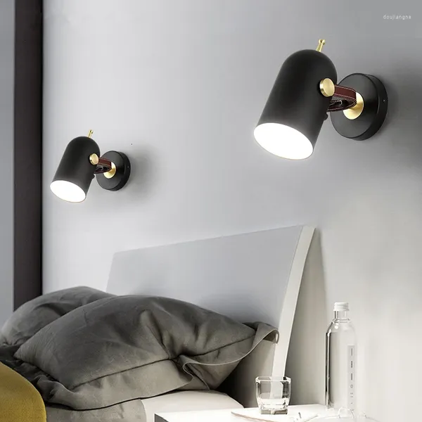 Lampada da parete Moderna Nordic Home Decor Cintura nera Camera da letto Luce Lampara De Pared Bagno Applique Murale Lampada a bacchetta a LED