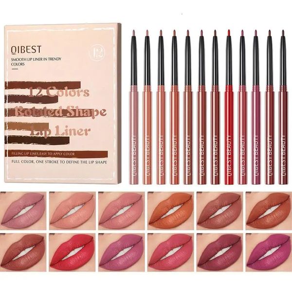 Lipliner-Set, 12-teilig, wasserfest, matt, Lippenstift-Set, hochpigmentiert, feuchtigkeitsspendend, langlebig, Lippenstift, Lippenstift für Mädchen, 240305