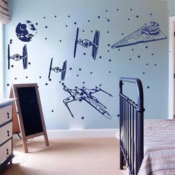 Raumschiff Millemium Falcon X Wing Fighter Wandaufkleber Rakete Starfighters Krieg Aufkleber Kinderzimmer Kinderzimmer Vinyl Home Decor 211217304o