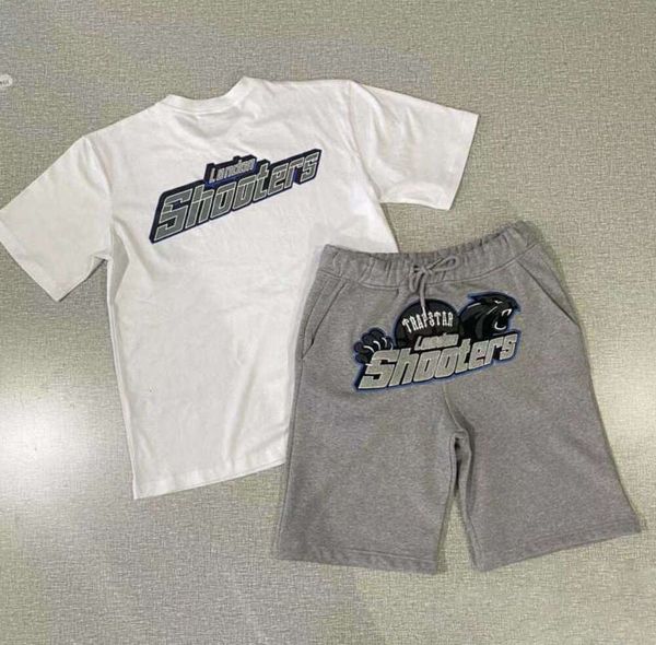Летняя футболка с коротким рукавом, мужские шорты Trapstar, дизайнерская футболка, американская толстовка в стиле хип-хоп, хлопковые брюки, пуловер большого размера, спортивный костюм, комплект из двух предметов 8865ess