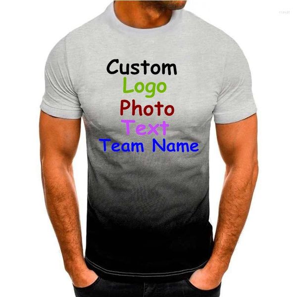 Homens camisetas 2024 primavera europeu americano casual esportes moda gradual de manga curta em torno do pescoço camiseta logotipo personalizado