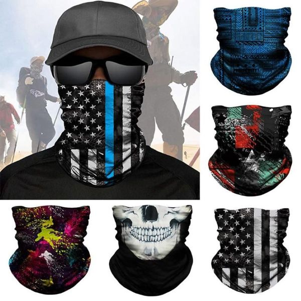 Sciarpa magica 3D senza cuciture in cotone con teschio Bandana da trekking Sport Tubo viso fascia per bicicletta appassionati di caccia invernale snowboard passamontagna209e