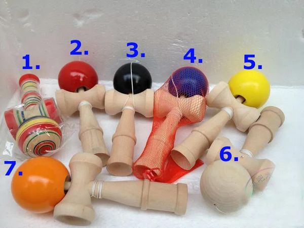 Vendita calda 120 pz Big size 19 * 6 cm Kendama Ball giapponese tradizionale gioco in legno giocattolo educativo regalo 7 colori spedizione gratuita all'ingrosso LL