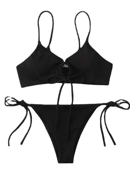 Yeni Moda Kadın Bikini Mayo Split Fit Hollow Open Back Buz İpek Malzeme Bikini