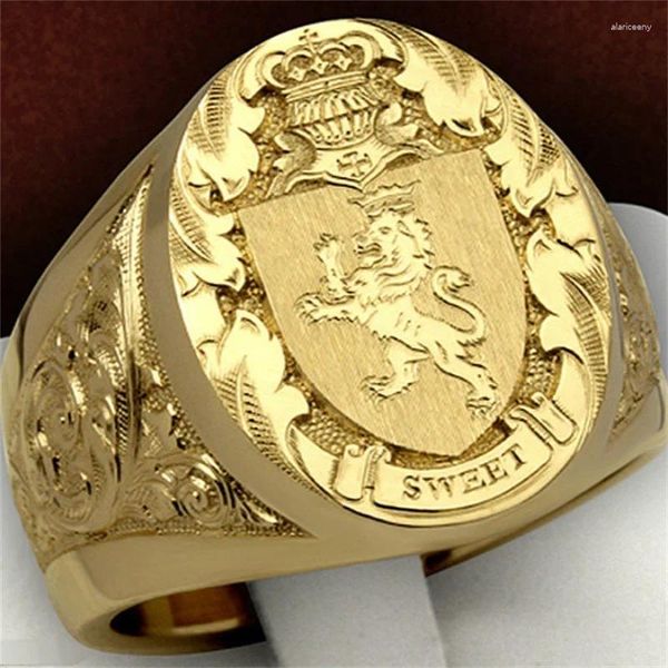 Кольца кластера Нежные мужские модные золотые кольца с изображением льва и животного для свадьбы, помолвки, ювелирные изделия