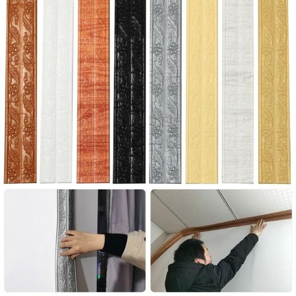 Adesivos de parede Moda 3D autoadesivo à prova d'água borda rodapé rodapé papel de parede tira decorativa de teto decoração de casawall258l