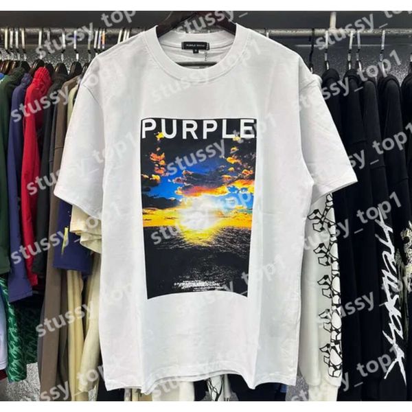 Roxo Jeans Camiseta Designer Homens Mulheres Inset Bolsa Moda Camisa Crewneck Collar Regular Novo Estilo Fit Algodão Imprimir Tops US S-Xl Mais Cor Roxo Marca Tshirt 307